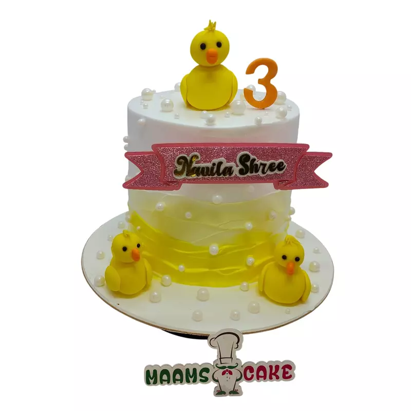 Three Cute Duck Theme Cake
