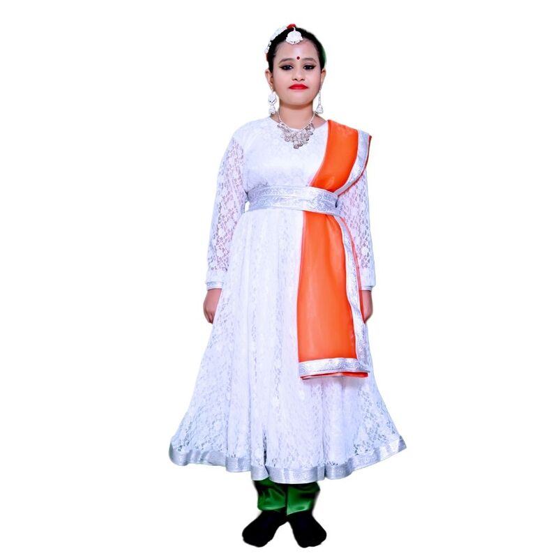 Tiranga Colour Anarkali Fancy Dress Costume Tiranga Colour Anarkali Fancy Dress Costume
