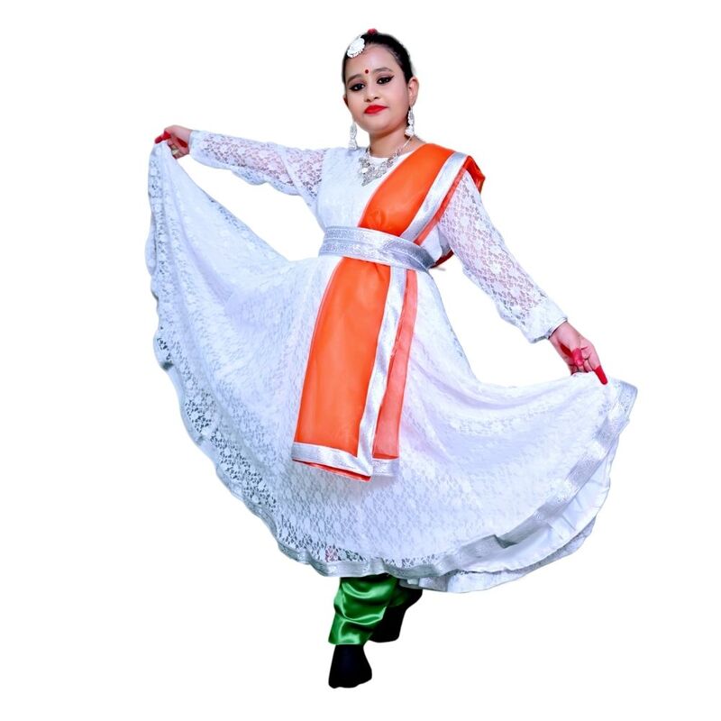 Tiranga Colour Anarkali Fancy Dress Costume Tiranga Colour Anarkali Fancy Dress Costume