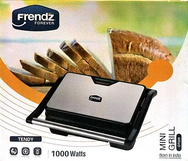 Toaster Frendz Grill Sandwich Maker 2 Sandwich GT 229 00 Tendy Black, Silver