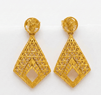18 kt gold triangle drop earrings