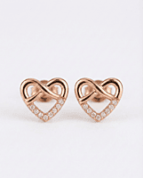 925 Silver Rose Gold Eternal Heart Stud Earrings