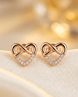 925 Silver Rose Gold Eternal Heart Stud Earrings
