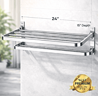 Dual Foldable Stainless Steel Towel Rack (24 Inches)