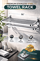 Dual Foldable Stainless Steel Towel Rack (24 Inches)