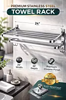 Dual Foldable Stainless Steel Towel Rack (24 Inches)