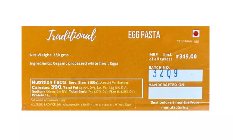Fettuccine Traditional Egg Pasta