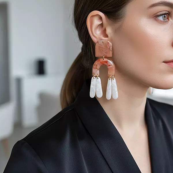 Rose Quartz Archway Dangle earrings