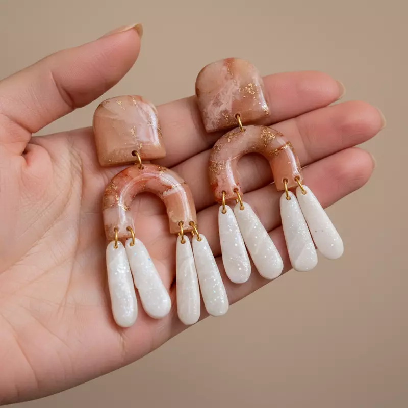 Rose Quartz Archway Dangle earrings