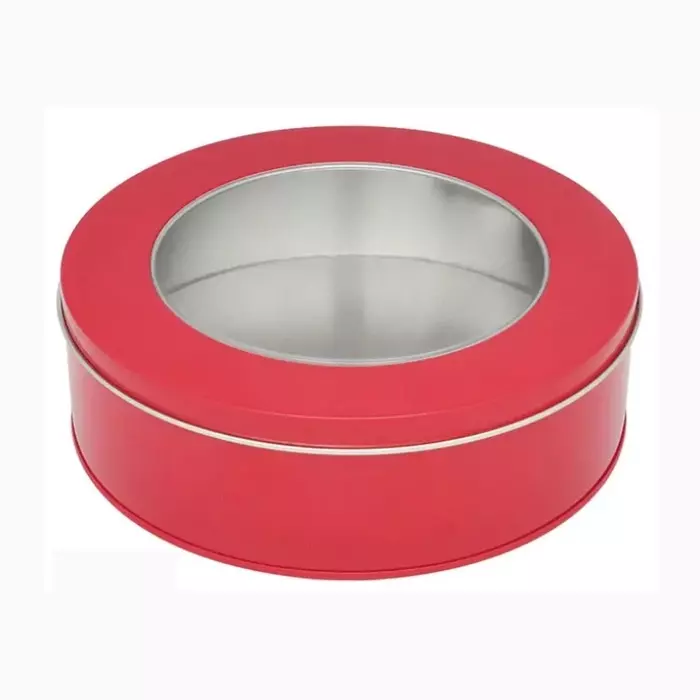 Transparent Round Cake Tin Red