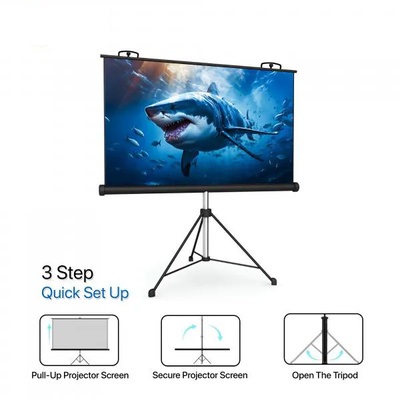 Tripod Projection Screen Anti-Creased,Imported High Gain Fabric, Diagonal, Supports Full HD 1080P, UHD-4K Tripod Projection Screen Anti-Creased,Imported High Gain Fabric, Diagonal, Supports Full HD 1080P, UHD-4K