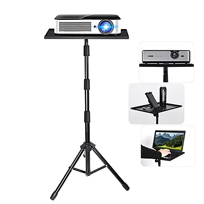 Projector Tripod Stand 15KG Load Capacity | Adjustable Height Laptop & Projector Stand with Tray | Foldable Heavy Duty Stand