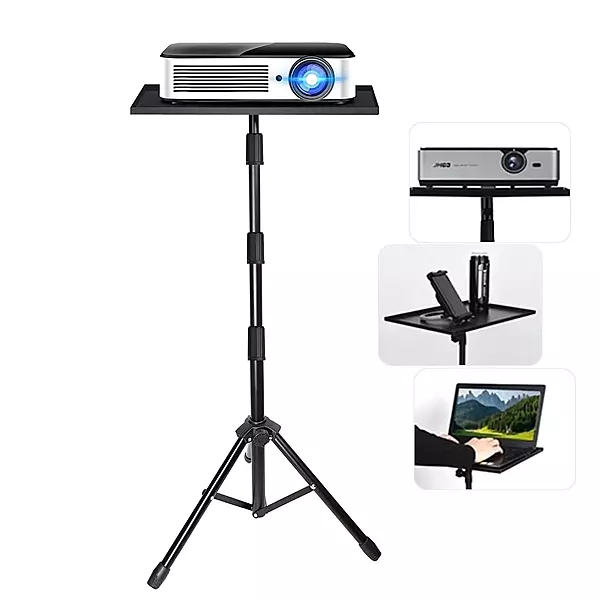 Projector Tripod Stand 15KG Load Capacity | Adjustable Height Laptop & Projector Stand with Tray | Foldable Heavy Duty Stand