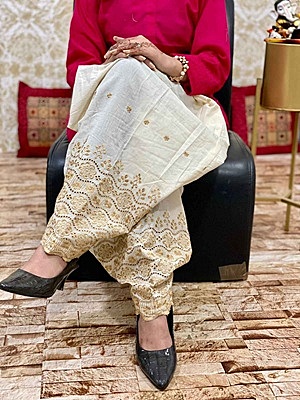 Cotton Zari Pant - OffWhite - 5