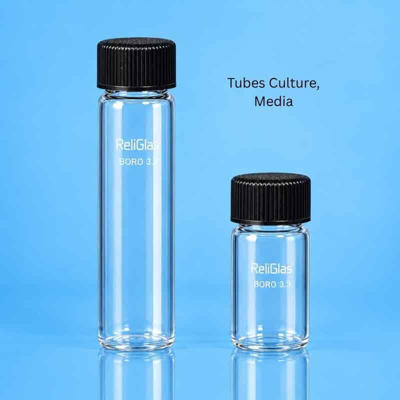 Tubes Culture, Media, Flat Bottom, with Screw Cap, PTFE liner