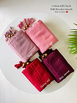Turkish Cotton Self Check with Wooden Tassels
