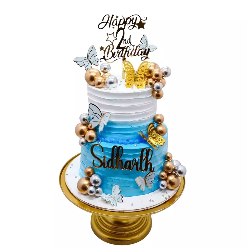 Two-Tier Blue Theme cake