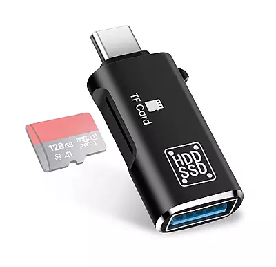 2-in-1 Type-C OTG Adapter with USB-A Female & TF Card Reader – 5Gbps USB-C to USB + MicroSD Card Adapter for Laptop, PC & Smartphones