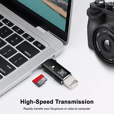 2-in-1 Type-C OTG Adapter with USB-A Female & TF Card Reader – 5Gbps USB-C to USB + MicroSD Card Adapter for Laptop, PC & Smartphones