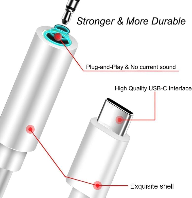 Type-C & Lightning to 3.5mm Jack Audio Adapter – Headphone Connector Cable for iPhone, Android, and USB-C Devices Type-C & Lightning to 3.5mm Jack Audio Adapter – Headphone Connector Cable for iPhone, Android, and USB-C Devices