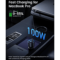 UGREEN 130W 3-Port Fast Car Charger – High-Speed Charging | USB-C & USB-A Ports