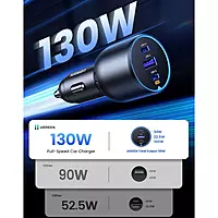 UGREEN 130W 3-Port Fast Car Charger – High-Speed Charging | USB-C & USB-A Ports