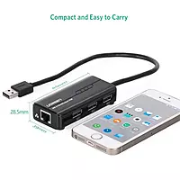 UGREEN 3-Port USB 3.0 Hub with Gigabit Ethernet Adapter – USB LAN Hub | Plug & Play