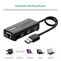 UGREEN 3-Port USB 3.0 Hub with Gigabit Ethernet Adapter – USB LAN Hub | Plug & Play