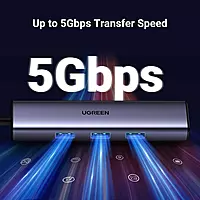 UGREEN USB-C 3-Port USB 3.0 Hub with Gigabit Ethernet Adapter | Plug & Play