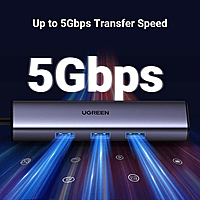 UGREEN USB-C 3-Port USB 3.0 Hub with Gigabit Ethernet Adapter | Plug & Play