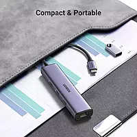 UGREEN USB-C 3-Port USB 3.0 Hub with Gigabit Ethernet Adapter | Plug & Play