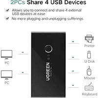 UGREEN 4-Port USB 3.0 Switch Box – Multi-Computer USB Sharing | One-Button Switc