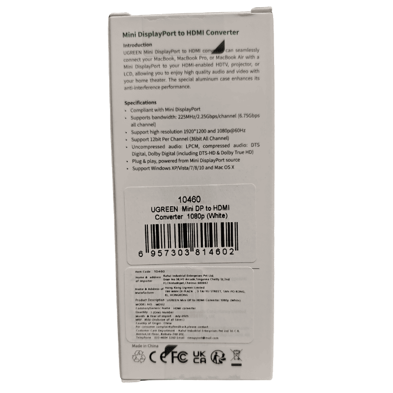 UGREEN Mini DisplayPort to HDMI Converter – Mini DP to HDMI Adapter | Plug & Play | Compact Design