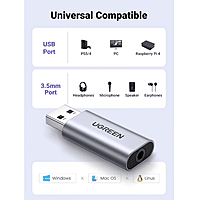 UGREEN USB 2.0 to 3.5mm Audio Adapter – External Sound Card | Plug & Play