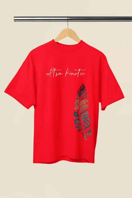 Elegant Red printed oversized tshirt