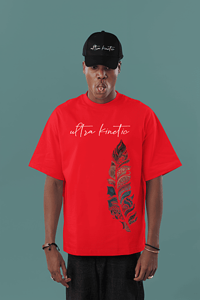 Elegant Red printed oversized tshirt