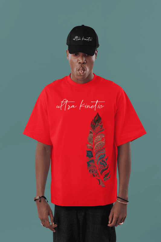 Elegant Red printed oversized tshirt