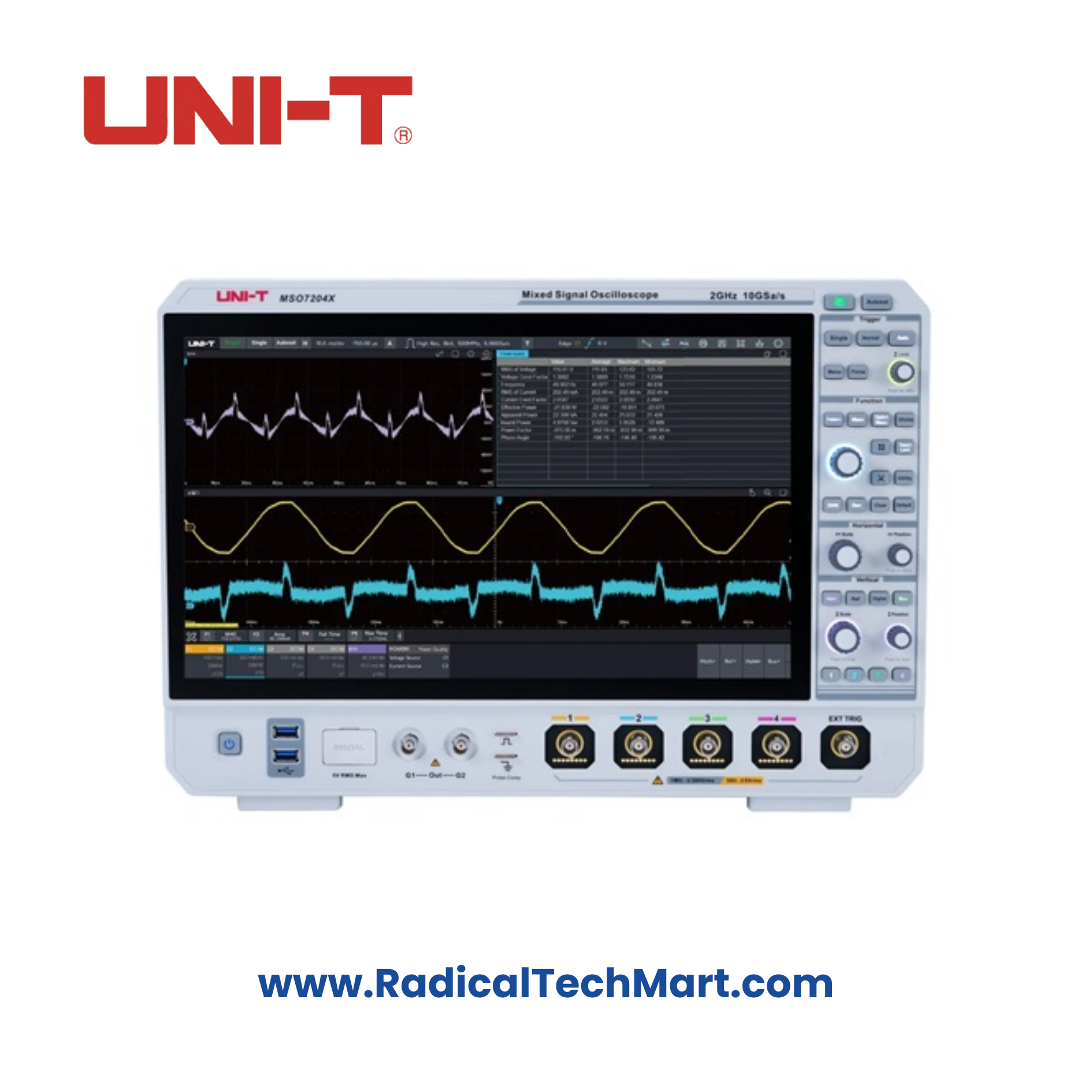Siglent MSO7204X 2GHz 4-Channel Mixed Signal Oscilloscope Front View