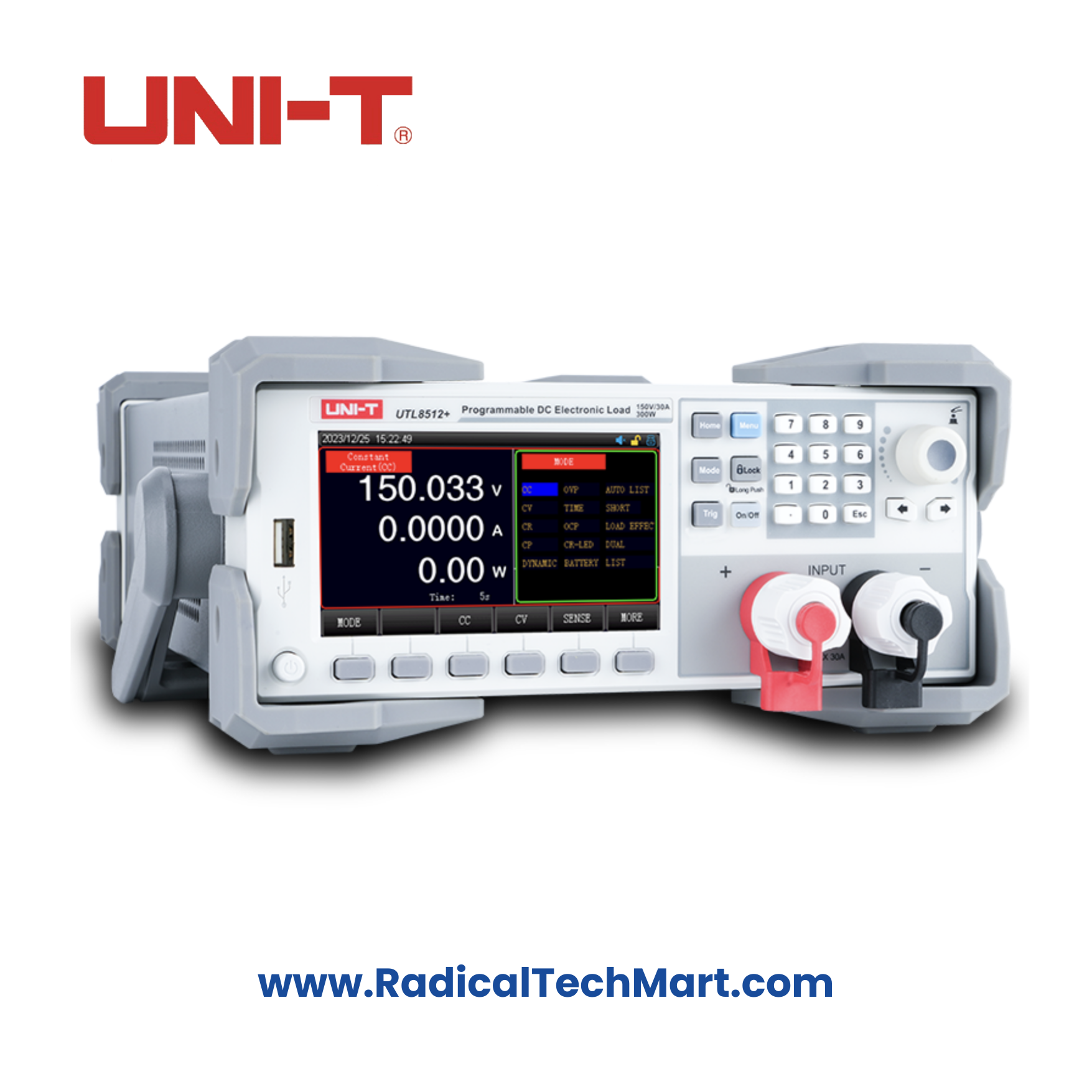 UNI-T UTL8512+ DC Electronic Load – Front View with LCD Display