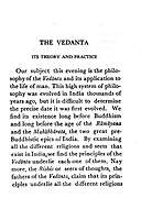 The Vedanta : Its Theory and Practice