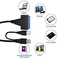 USB 3.0 to SATA III Adapter Cable with UASP SATA to USB Converter for 3.5" Hard Drives Disk HDD & Solid State Drives USB 3.0 to SATA III Adapter Cable with UASP SATA to USB Converter for 3.5" Hard Drives Disk HDD & Solid State Drives