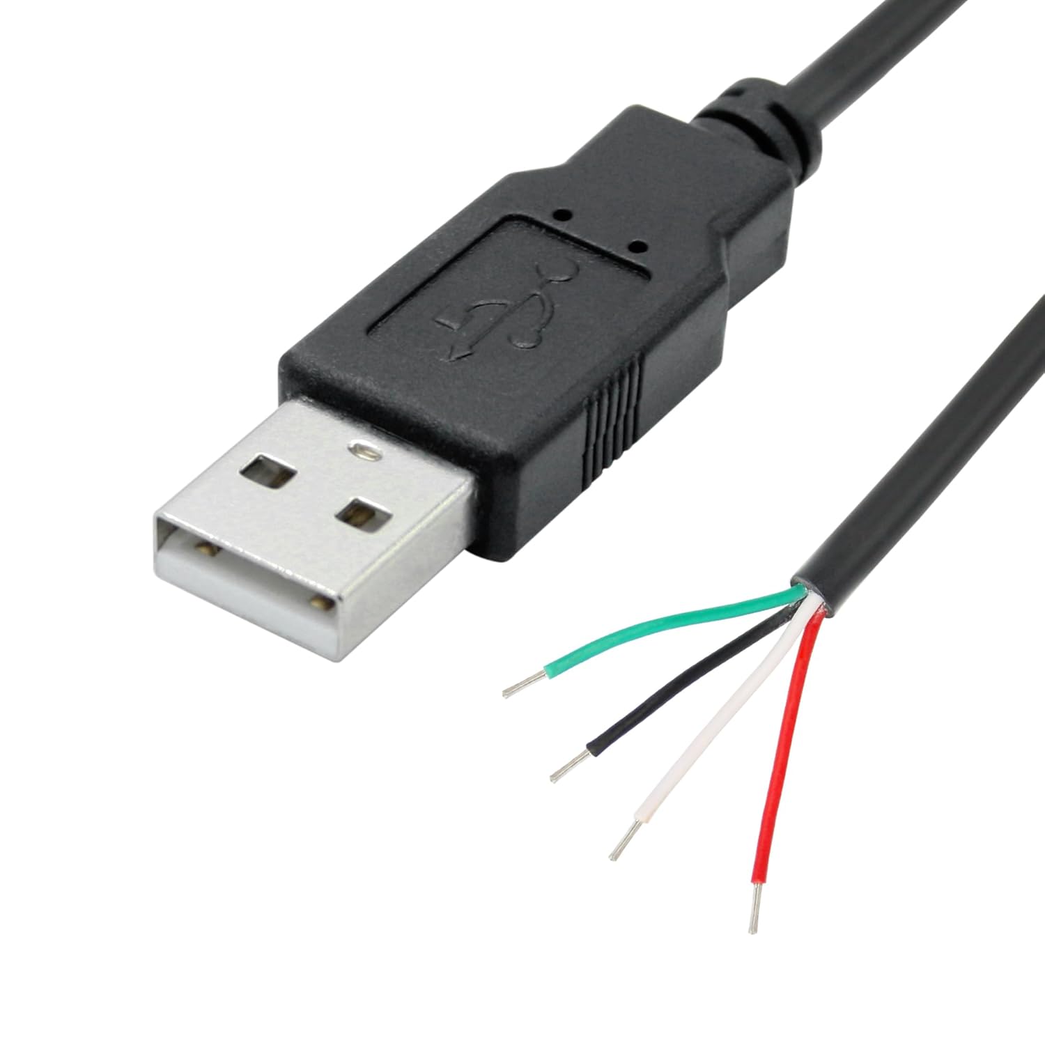 USB A Male Plug to Bare Wire Open End Cable – 5V/2A, 4-Core Pigtail Repair Cable for Keyboards, Mouse, and DIY Projects (1mtr) USB A Male Plug to Bare Wire Open End Cable – 5V/2A, 4-Core Pigtail Repair Cable for Keyboards, Mouse, and DIY Projects (1mtr)
