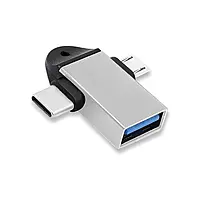 2 in 1 Metal OTG Adapter, USB 3.0 to Type-C with Micro-USB Port Converter, High Speed Data Transfer Adapter for Laptop, Mobiles, Tablet and Smartphones