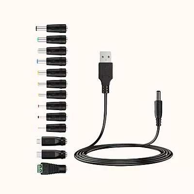 USB to DC Power Cable with 13 Connectors