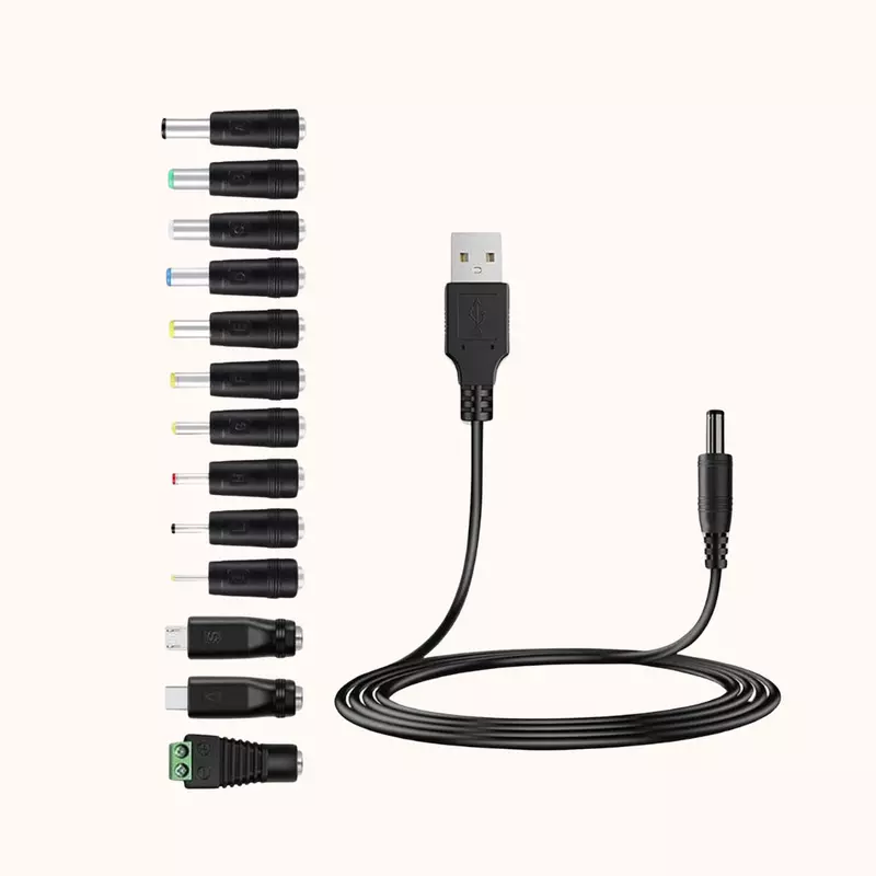 USB to DC Power Cable with 13 Connectors