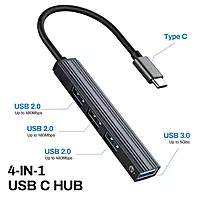 USB 3.0 + Type C Combo USB F 4 Point Hub