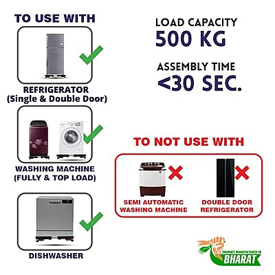 Mahima Gold Heavy Duty Adjustable Appliance Trolley for Refrigerator & Washing Machine