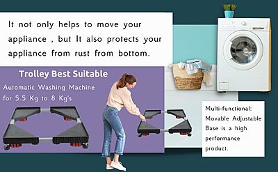 Mahima Gold Heavy Duty Adjustable Appliance Trolley for Refrigerator & Washing Machine