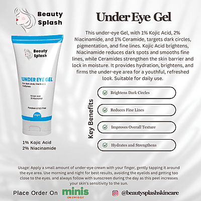 Bright Eyes: Under Eye Gel with 1% Kojic Acid & 2% Niacinamide to Reduce Dark Circles, Fine Lines & Puffiness