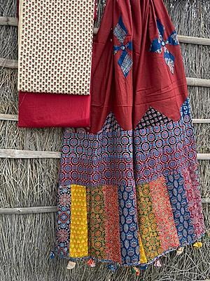 Ajrakh Suit With Applique Work Dupatta Catalogue 2-18 Ajrakh Suit With Applique Work Dupatta Catalogue 2-18